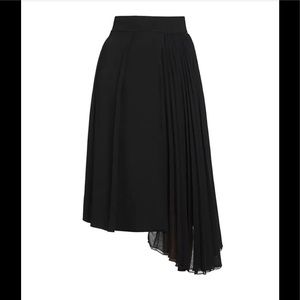 MONCLER Ladies Black Asymmetric Pleated Skirt, Brand Size 46